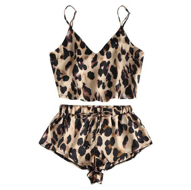 Leopard Satin Pajama Set - Y2K Aesthetic Loungewear for Cozy Nights