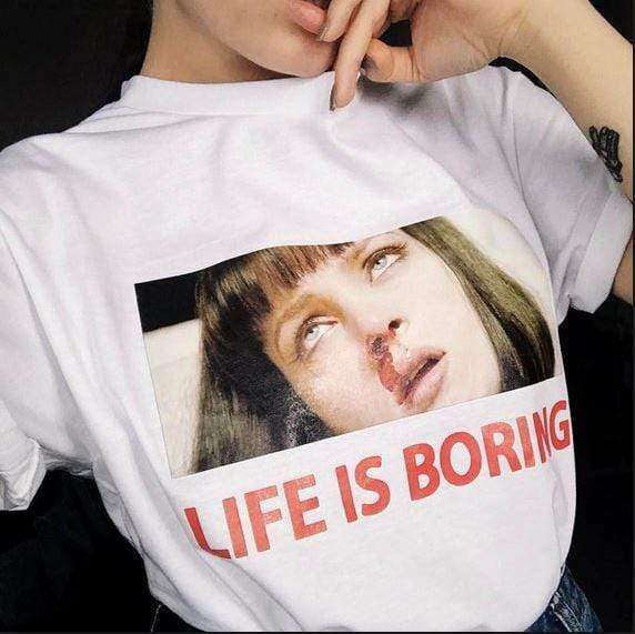 Life Is Boring Y2K Graphic Tee - Trendy 90s Fashion Statement Shirt