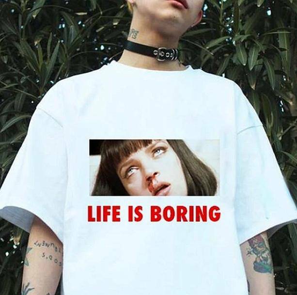 Life Is Boring Y2K Graphic Tee - Trendy 90s Fashion Statement Shirt