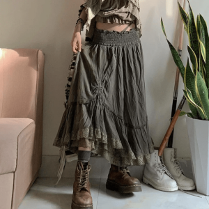 Muddy Goblincore Cargo Skirt: Embrace Y2K Aesthetic & Grunge Style