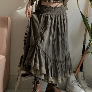 Muddy Goblincore Cargo Skirt: Embrace Y2K Aesthetic & Grunge Style