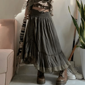 Muddy Goblincore Cargo Skirt: Embrace Y2K Aesthetic & Grunge Style