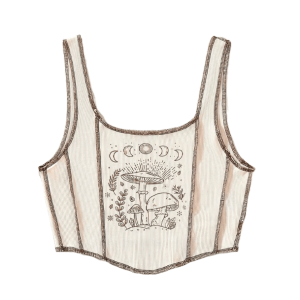 Mushroom Print Crop Top - Y2K Aesthetic Summer Outfit Essential