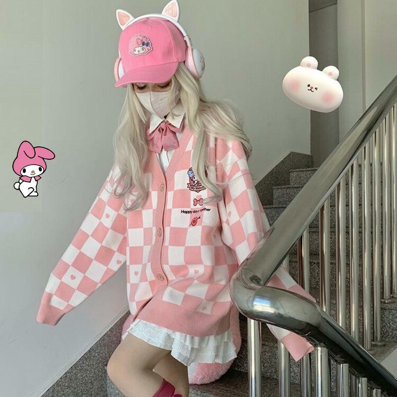 My Melody Y2K Aesthetic Buttoned Pink Cardigan for Trendy Outfits