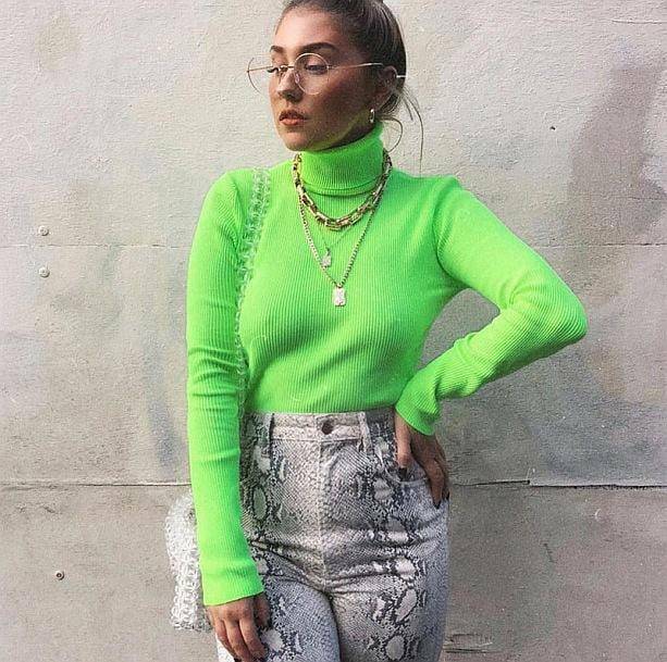 Neon Green Turtleneck: Y2K Fashion Essential for Summer Outfits & More