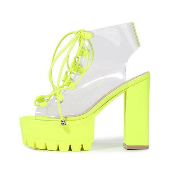 Neon Green Y2K High Heels for Summer Rave Outfits and Festival Vibes