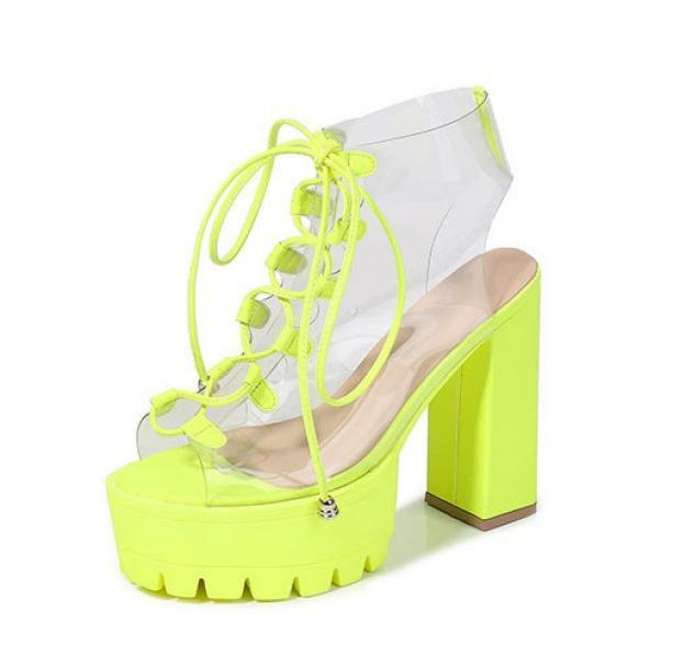 Neon Green Y2K High Heels for Summer Rave Outfits and Festival Vibes