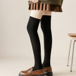 Over Knee Dark Academia Socks for Y2K Fashion & Grunge Outfits