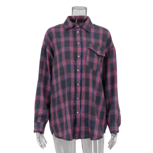 Oversized Pink Plaid Shirt - Y2K Grunge Aesthetic for Effortless Style