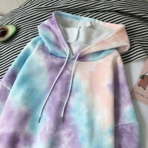 Pastel Clouds Y2K Hoodie: Trendy Grunge Aesthetic for Summer Outfits