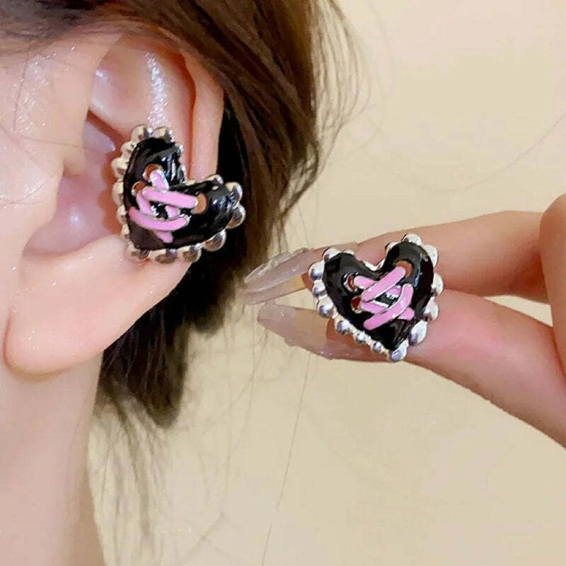 Pastel Goth Heart Corset Earrings - Y2K Aesthetic Jewelry Accessory