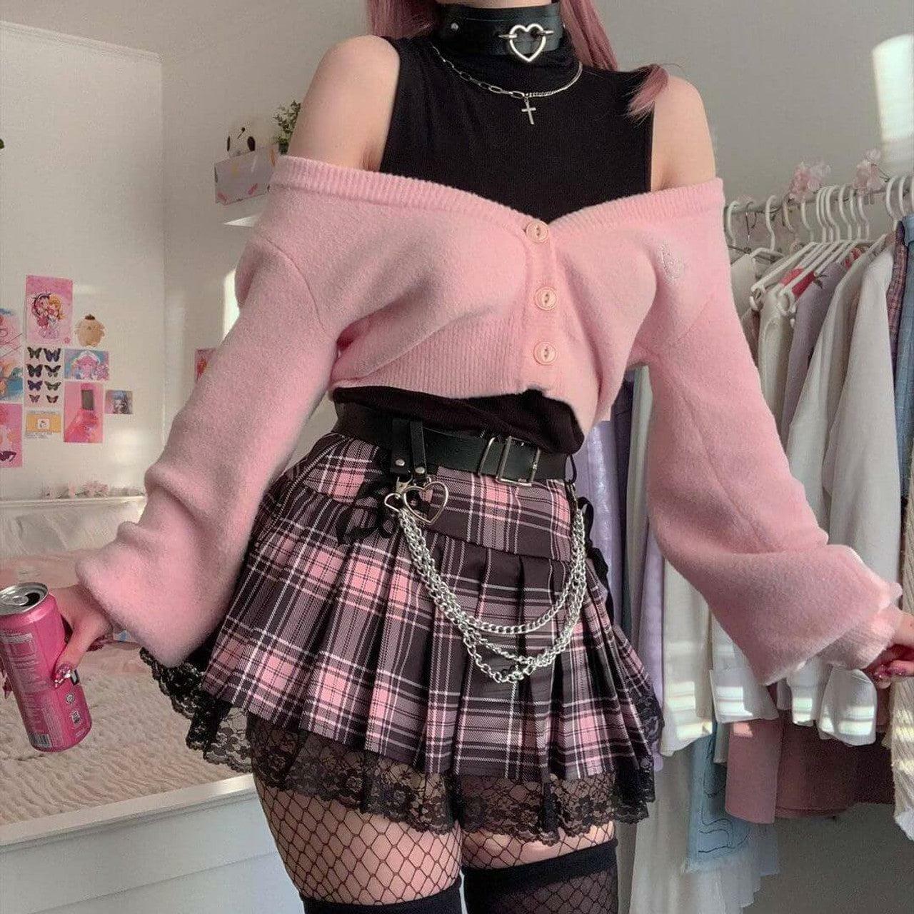 Pastel Goth Pleated Mini Skirt - Y2K Aesthetic Summer Outfit Essential