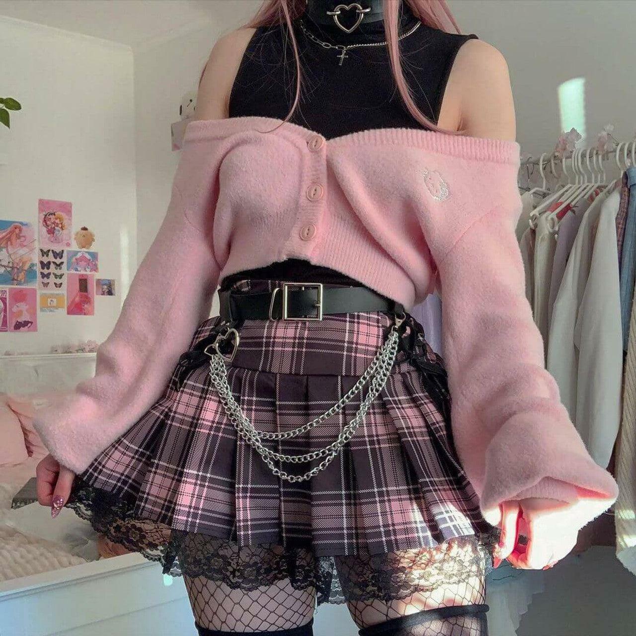 Pastel Goth Pleated Mini Skirt - Y2K Aesthetic Summer Outfit Essential