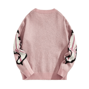 Pastel Pink Skeleton Sweater - Y2K Grunge Aesthetic for Trendy Outfits