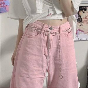 Pastel Pink Y2K Baggy Pants for Trendy Summer Outfits and Aesthetic Looks