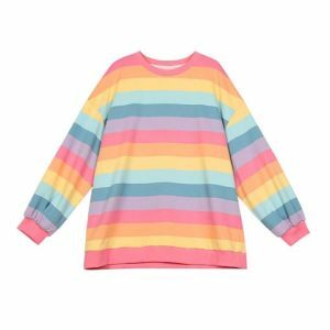 Pastel Rainbow Y2K Sweatshirt: Trendy 90s Fashion for Summer Vibes