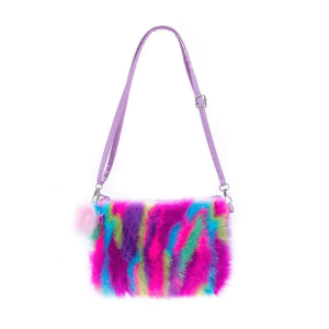 Plushy Rainbow Handbag: Y2K Aesthetic Accessory for Colorful Outfits