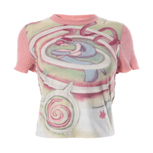 Psychedelic Pastel T-Shirt: Y2K Aesthetic for Summer Outfits & Grunge Style