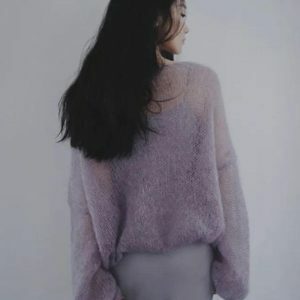 Puff Sleeve Mesh Knit Sweater - Y2K Fashion Essential for Summer Outfits