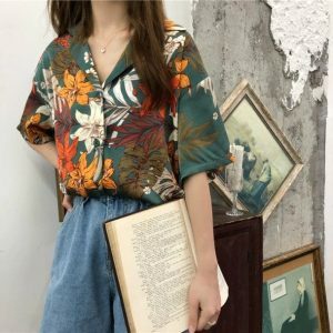 Retro 70s Floral Shirt - Y2K Aesthetic Summer Outfit Essential