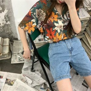 Retro 70s Floral Shirt - Y2K Aesthetic Summer Outfit Essential