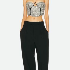 Rhinestone Bustier Crop Top: Y2K Fashion for Stunning Summer Outfits