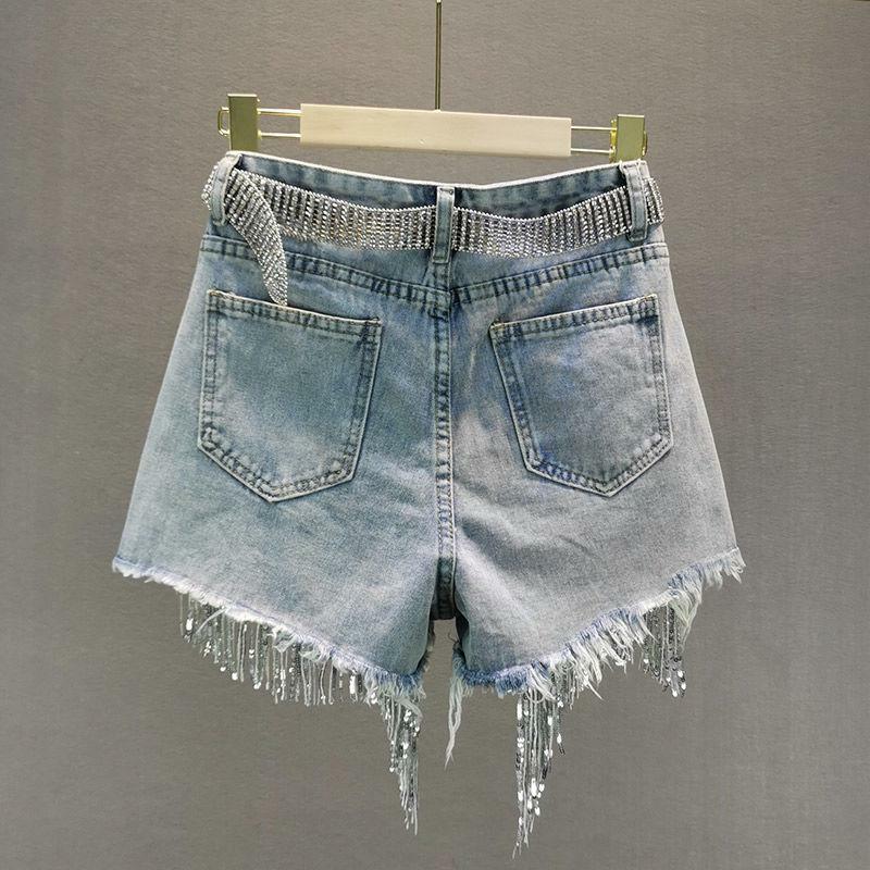 Rhinestone Fringe Denim Shorts: Y2K Cowgirl Style for Summer Vibes