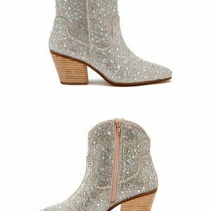 Rhinestone Western Boots for Y2K Fashion & Grunge Aesthetic Outfits