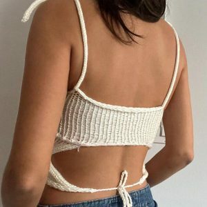 Rose Knitted Crop Top: Y2K Fashion Essential for Summer Outfits