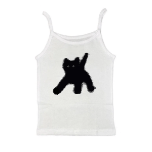 Sad Kitty Y2K Crop Top: Trendy Grunge Aesthetic for Summer Outfits