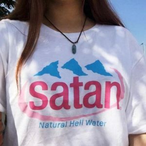 Satan Natural Hell Water Graphic Tee - Y2K Aesthetic Summer Style