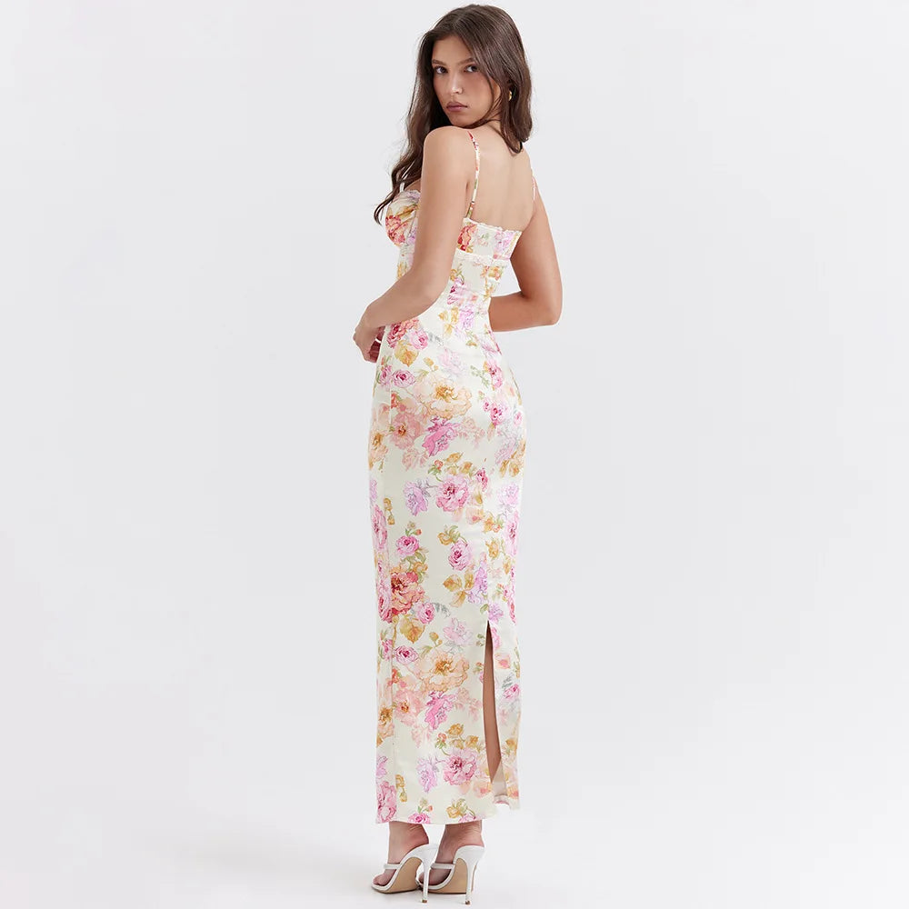 Satin Floral Maxi Dress: Y2K Summer Style for Effortless Elegance