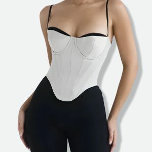 Satin Zip-Up Layered Corset Top for Y2K Fashion & Grunge Aesthetic