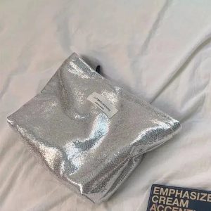 Shiny Metallic Makeup Bag for Y2K Fashion & Summer Outfits