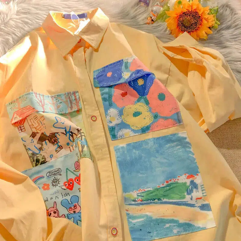 Soft Girl Aesthetic Oil Painting Shirt - Y2K Fashion Must-Have