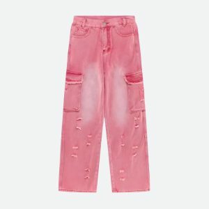 Soft Girl Distressed Cargo Pants: Y2K Fashion Meets Grunge Aesthetic