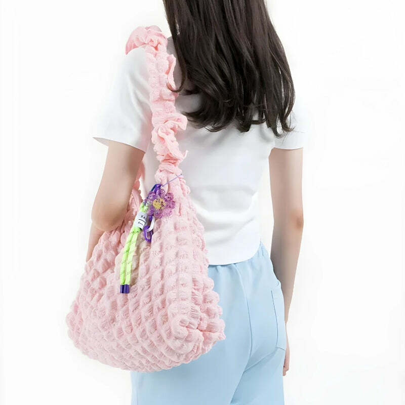 Soft Girl Quilted Ruched Hobo Bag - Y2K Aesthetic Fashion Essential