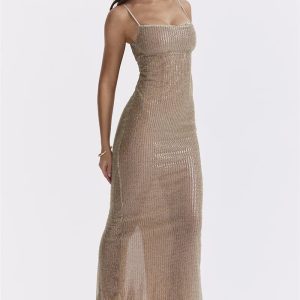 Sparkle Sequined Y2K Maxi Dress for Stunning Summer Outfits