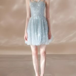 Sparkling Crystal Strap Sequin Mini Dress for Y2K Summer Vibes