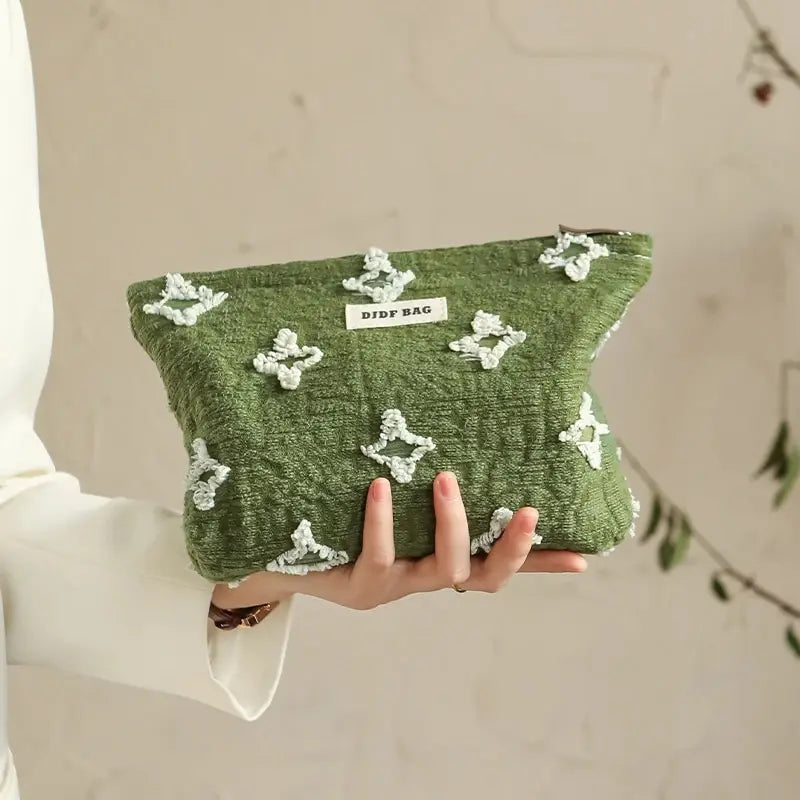 Tasseled Star Embroidered Makeup Bag for Y2K Fashion Lovers