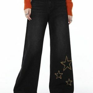 Tinsel Stars Y2K Wide Leg Jeans for Effortless Summer Style