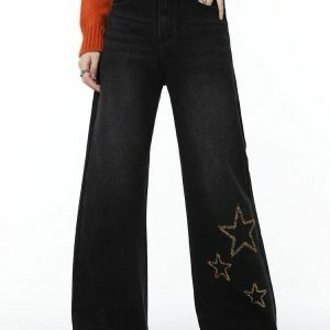 Tinsel Stars Y2K Wide Leg Jeans for Effortless Summer Style