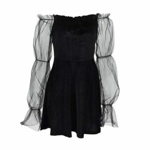 Transparent Sleeve Grunge Dress: Y2K Fashion Meets 90s Aesthetic