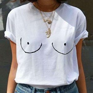 Trendy Boobs Print T-Shirt for Y2K Fashion Lovers & Grunge Aesthetic