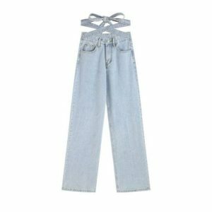 Trendy Cross Waist Jeans: Y2K Fashion Must-Have for Effortless Style