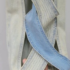 Trendy Cut Out Patch Denim Jeans for Y2K and 90s Fashion Lovers