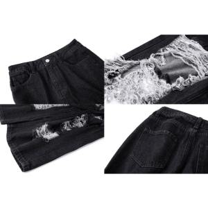 Trendy Distressed Black Baggy Jeans for Y2K and 90s Fashion Lovers