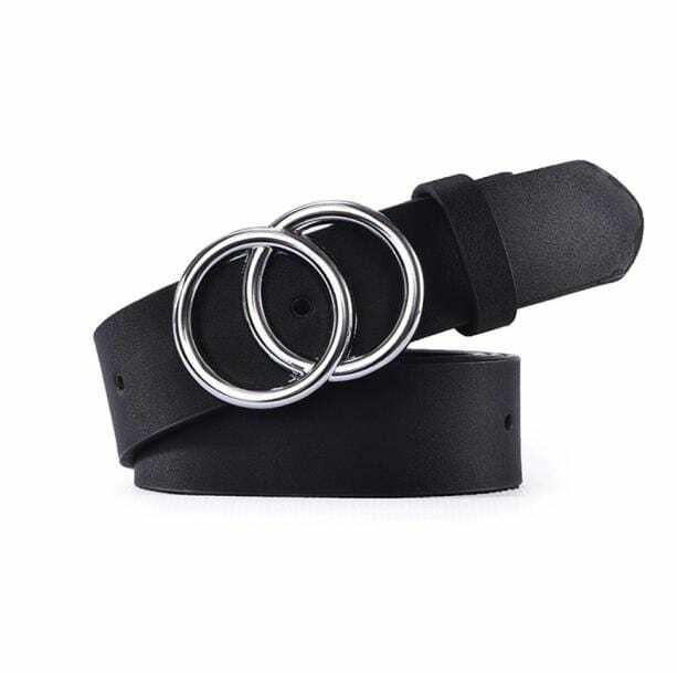 Trendy Double O-Buckle Belt for Y2K Fashion & 90s Aesthetic Outfits