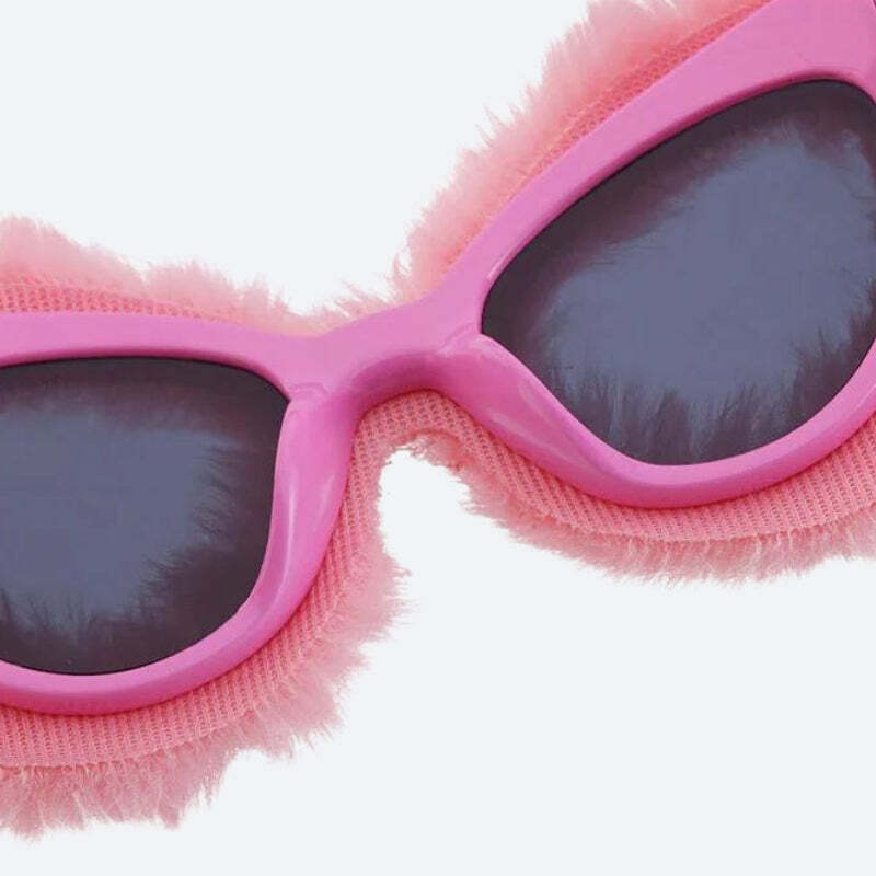 Trendy Fluffy Cat Eye Sunglasses for Y2K Fashion & Summer Outfits