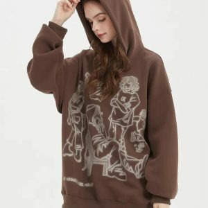 Trendy Graphic Printed Hoodie for Y2K Fashion Lovers & 90s Aesthetic